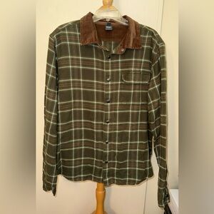 Oakley cozy bear flannel 2.0 green Brown plaid Corduroy Jacket shirt XL